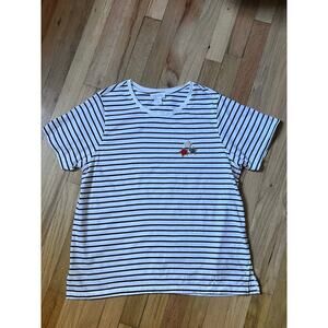 Cynthia Rowley Womens Striped Beaded Star Cotton Short Sleeve T-Shirt Size XL